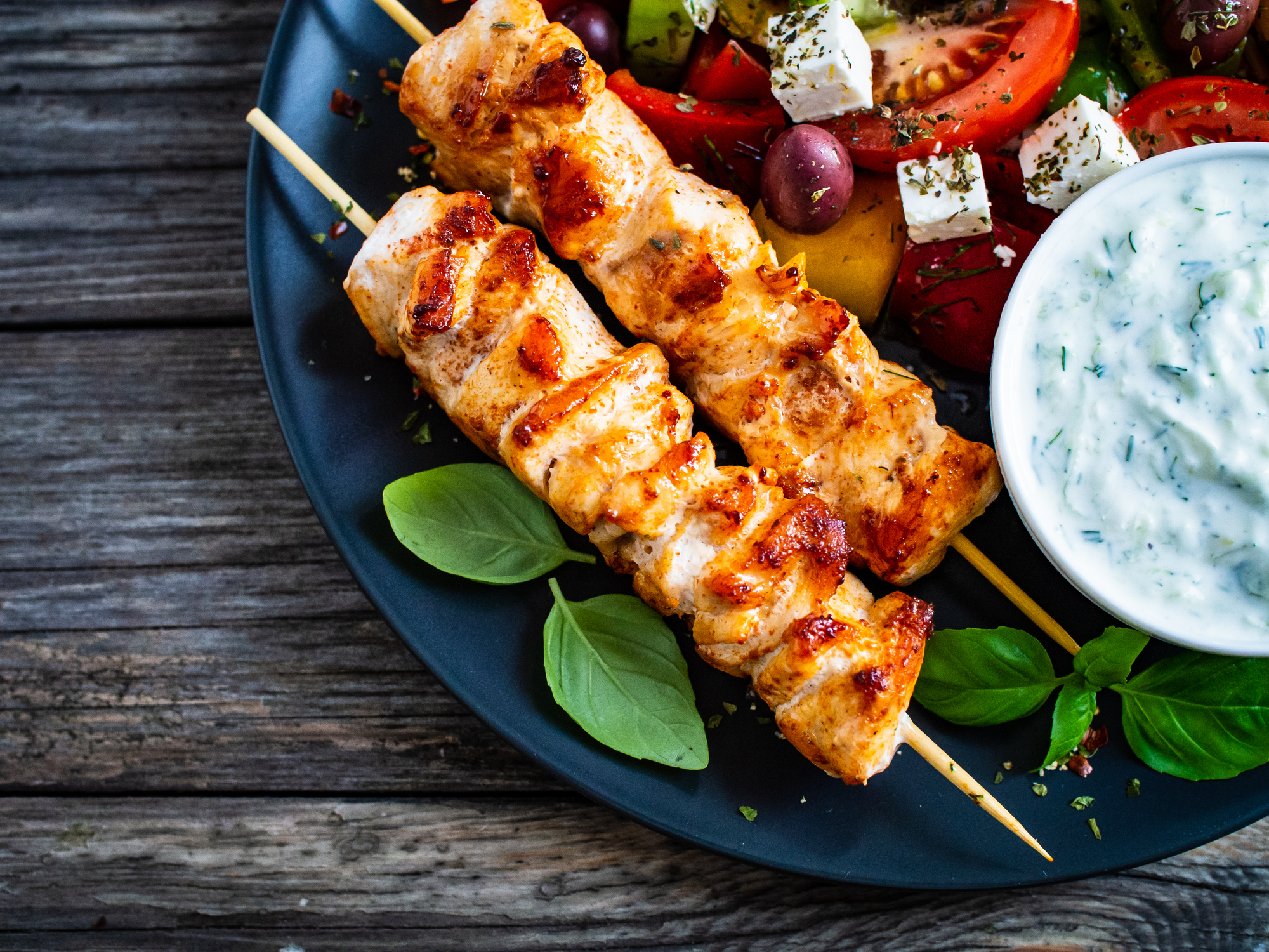 Chicken Souvlaki with Skordalia