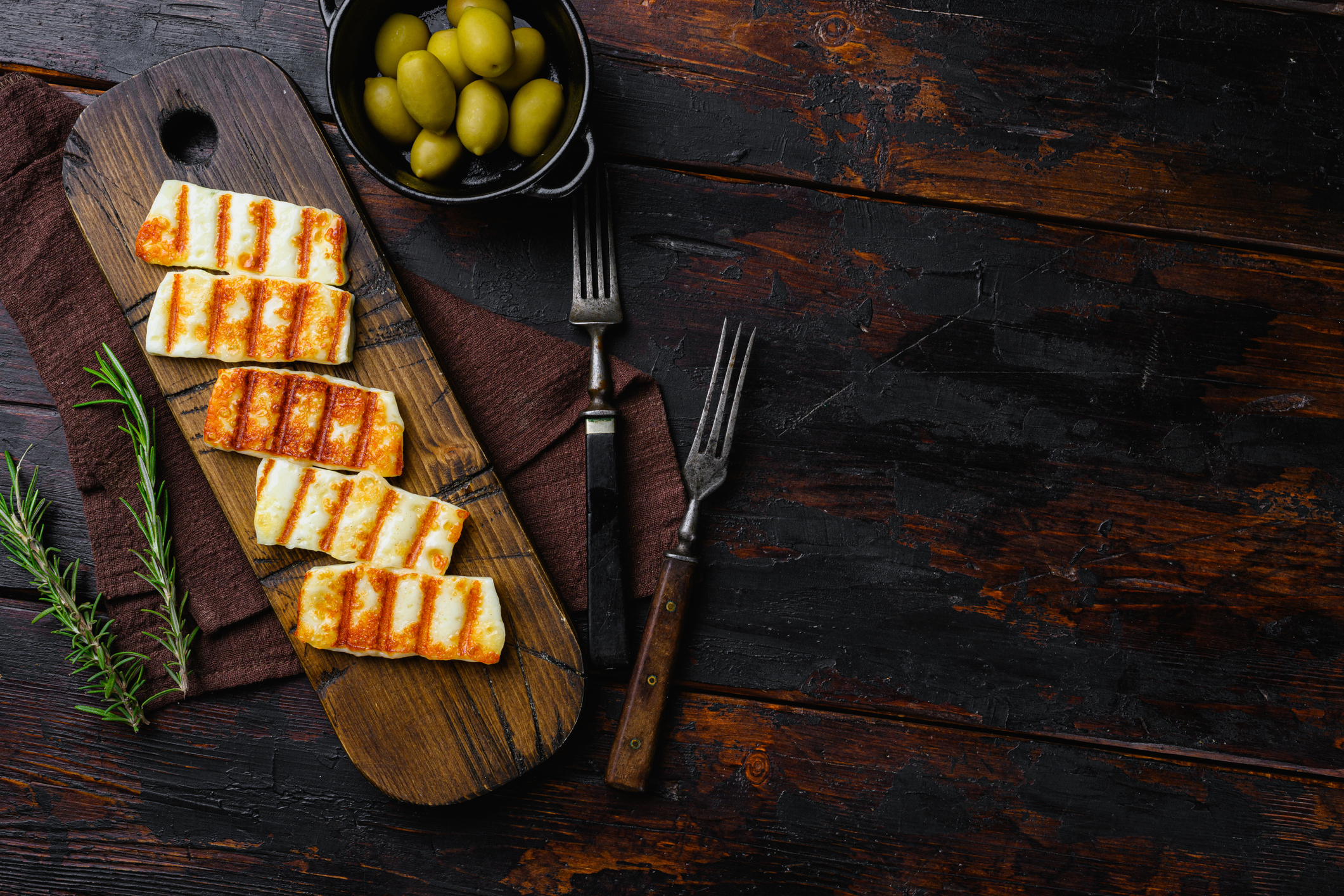 Fried Halloumi with Olives