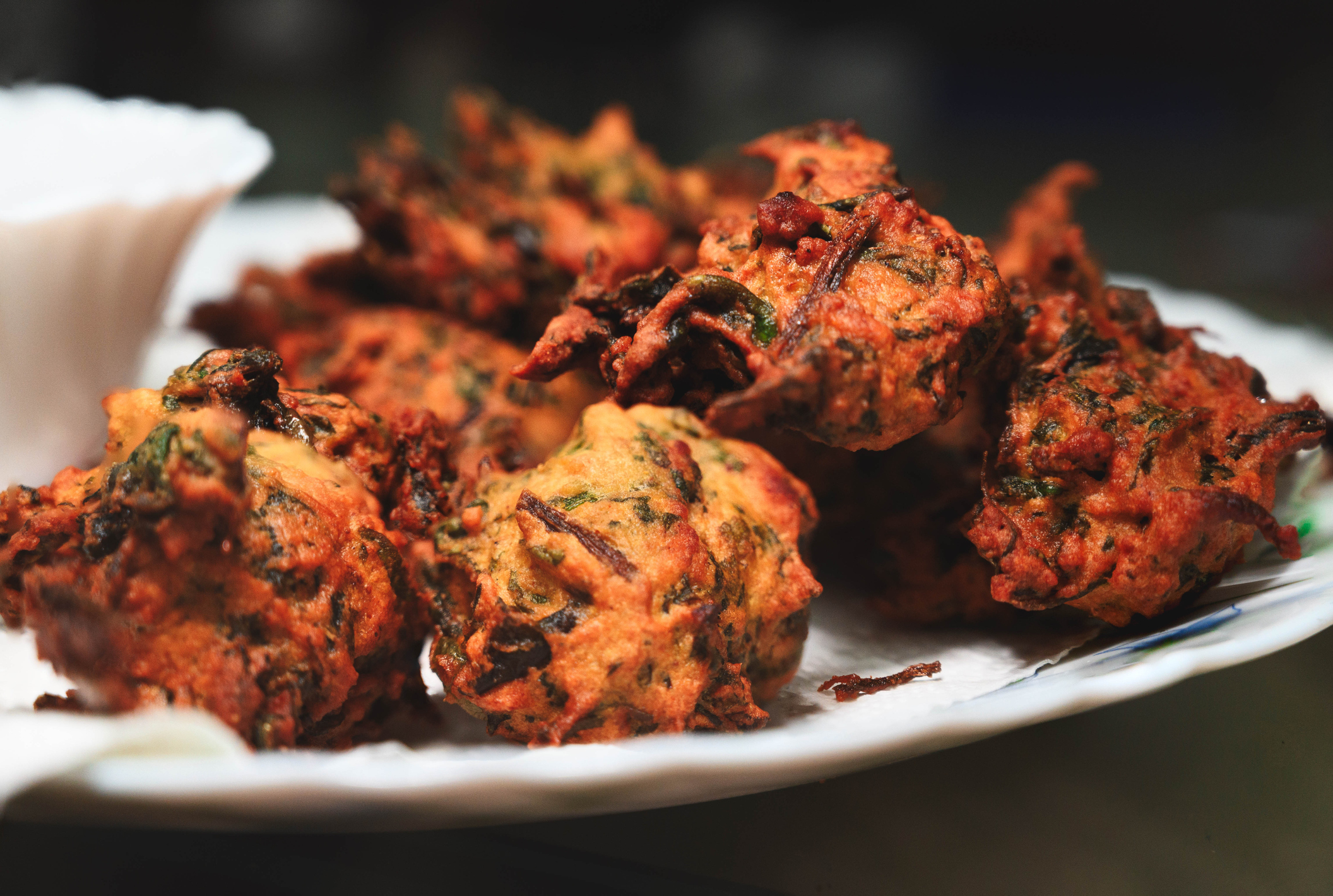 Kale pakora & minted raïta